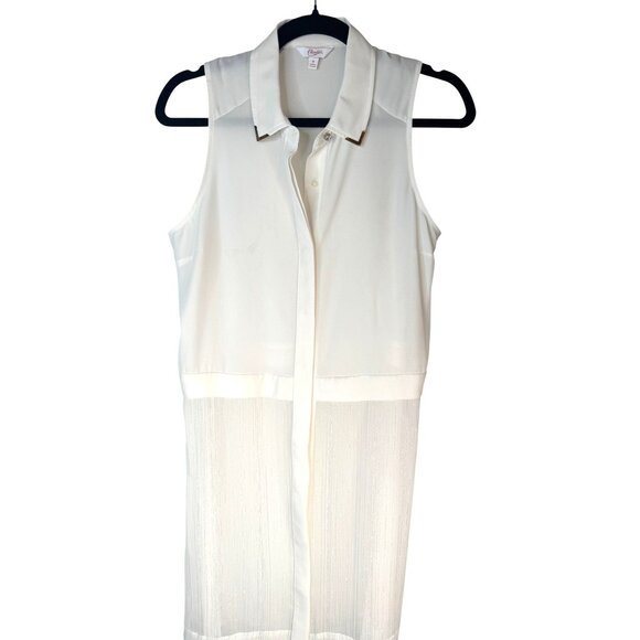 2/$30 Candies M White Sleeveless Button-Up Blouse With Sheer Detail - Picture 7 of 16